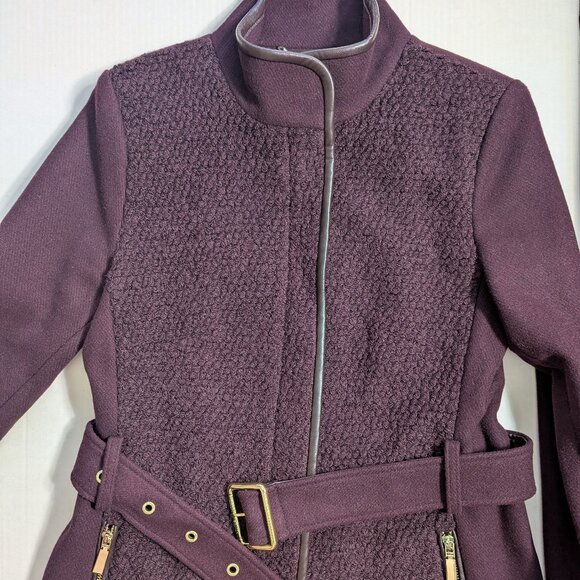 NWT Vince Camuto Burgundy Bouclé Coat Size S - Picture 9 of 15